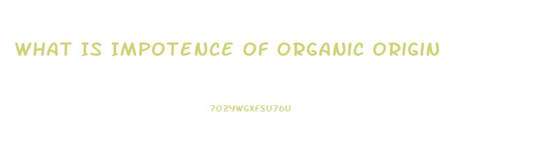 What Is Impotence Of Organic Origin