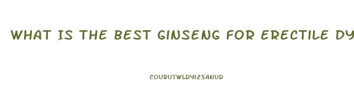 What Is The Best Ginseng For Erectile Dysfunction