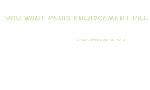 You Want Penis Enlargement Pill