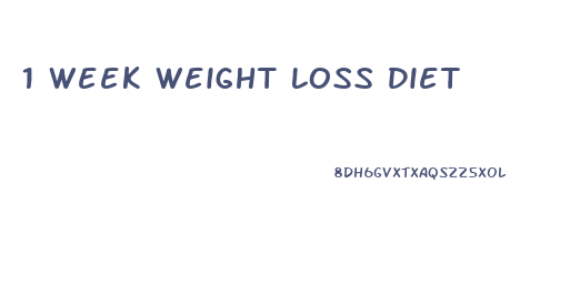 1 Week Weight Loss Diet