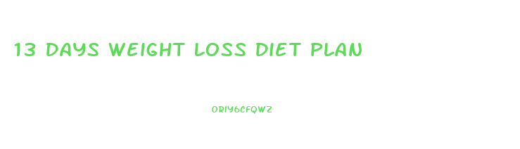 13 Days Weight Loss Diet Plan