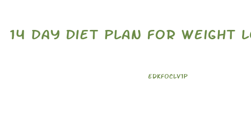 14 Day Diet Plan For Weight Loss Pdf
