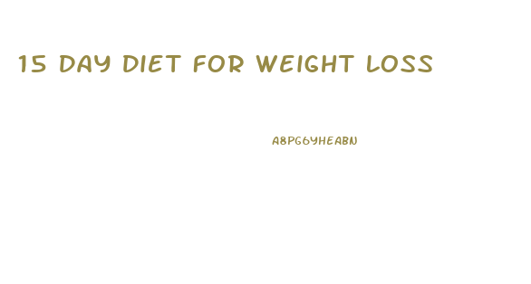 15 Day Diet For Weight Loss