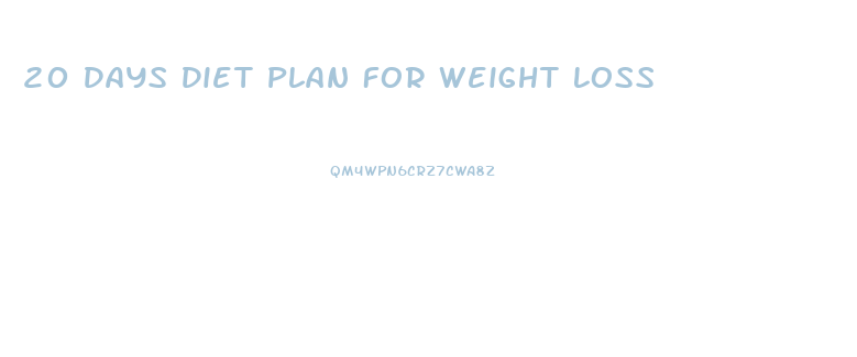 20 Days Diet Plan For Weight Loss