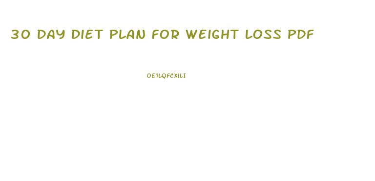 30 Day Diet Plan For Weight Loss Pdf