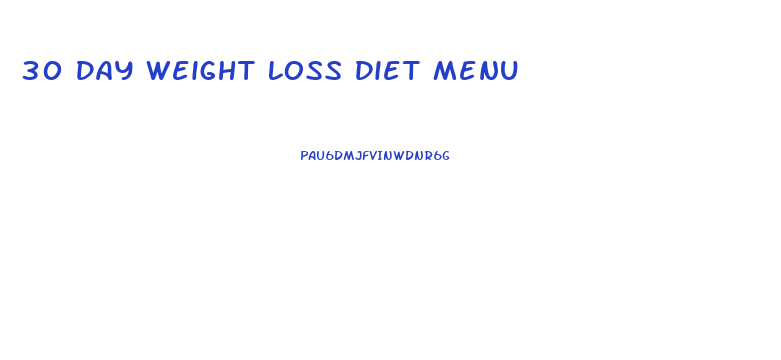 30 Day Weight Loss Diet Menu