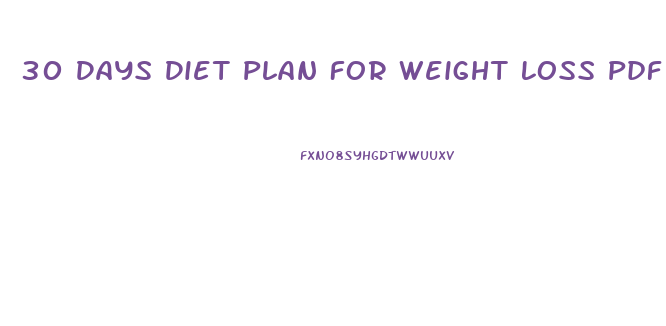 30 Days Diet Plan For Weight Loss Pdf