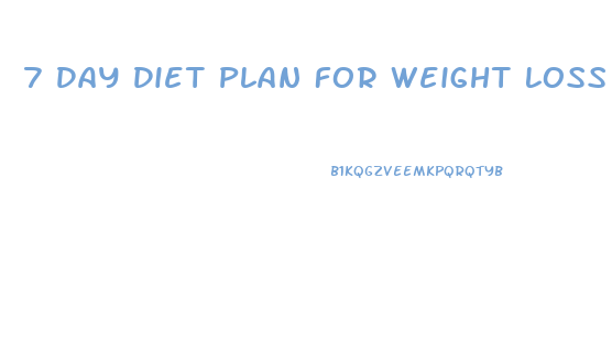 7 Day Diet Plan For Weight Loss Pdf