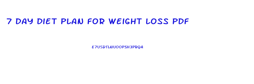 7 Day Diet Plan For Weight Loss Pdf