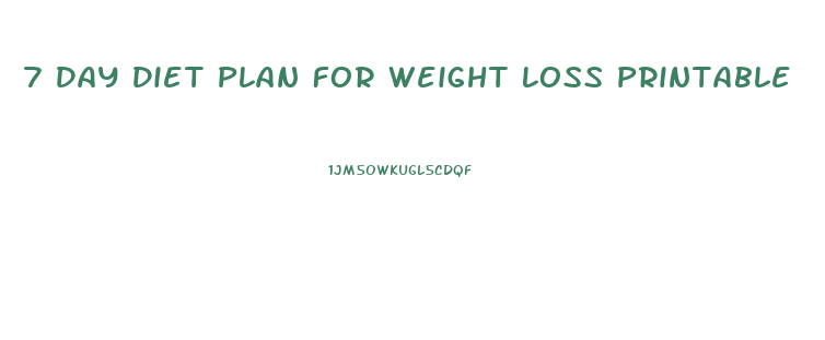 7 Day Diet Plan For Weight Loss Printable