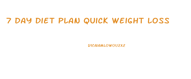 7 Day Diet Plan Quick Weight Loss