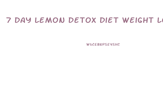 7 Day Lemon Detox Diet Weight Loss