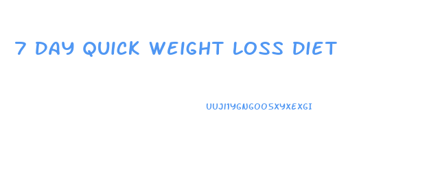 7 Day Quick Weight Loss Diet