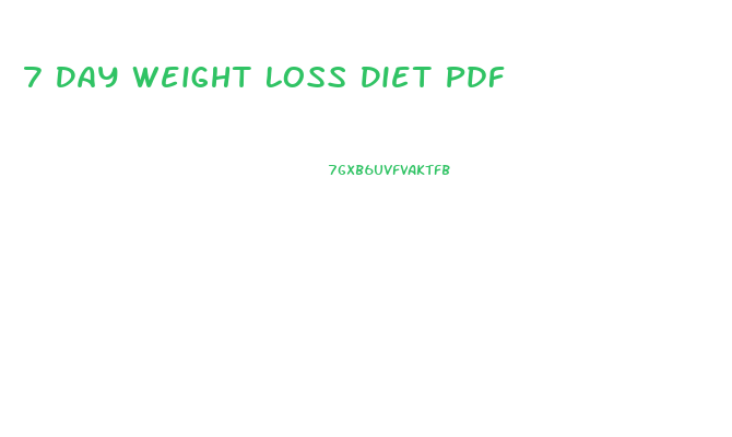 7 Day Weight Loss Diet Pdf