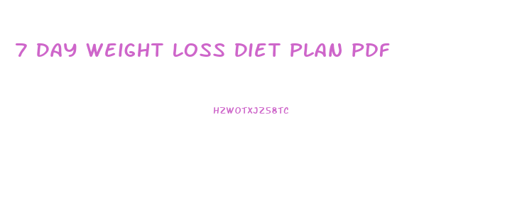 7 Day Weight Loss Diet Plan Pdf