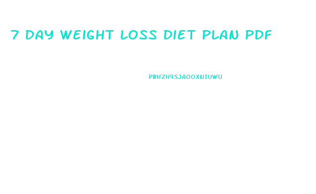7 Day Weight Loss Diet Plan Pdf