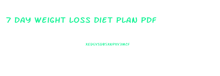 7 Day Weight Loss Diet Plan Pdf