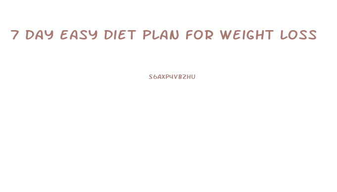 7 day easy diet plan for weight loss