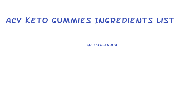 Acv Keto Gummies Ingredients List
