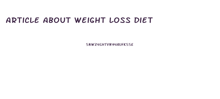 Article About Weight Loss Diet