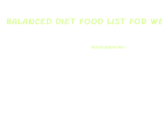Balanced Diet Food List For Weight Loss