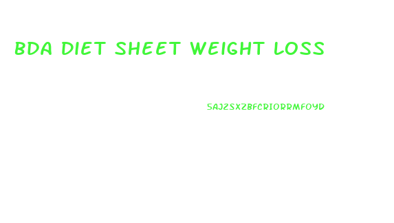 Bda Diet Sheet Weight Loss