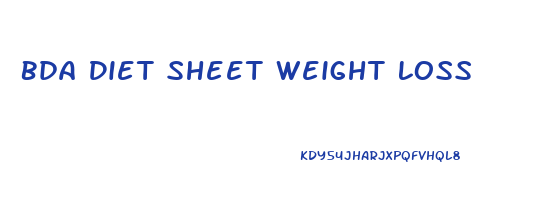 Bda Diet Sheet Weight Loss