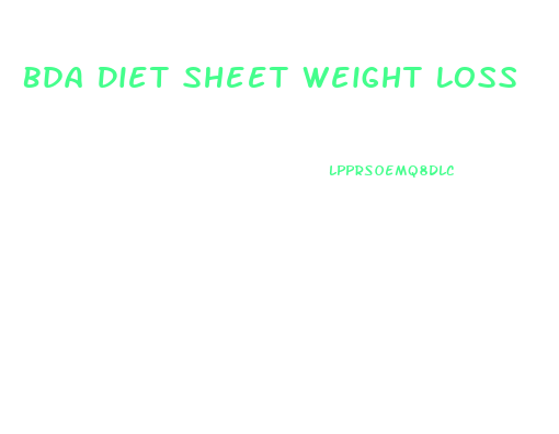 Bda Diet Sheet Weight Loss