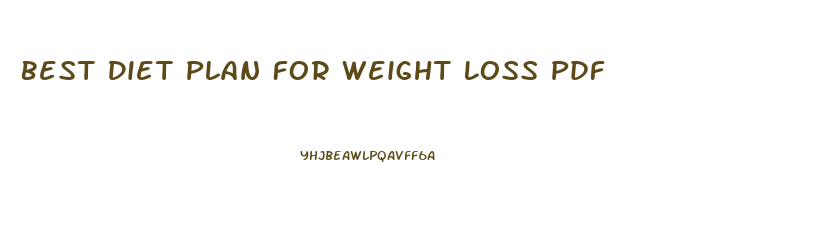 Best Diet Plan For Weight Loss Pdf