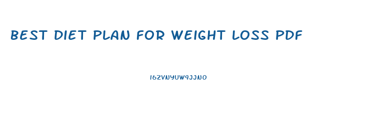 Best Diet Plan For Weight Loss Pdf