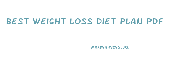 Best Weight Loss Diet Plan Pdf