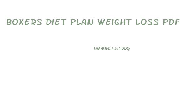 Boxers Diet Plan Weight Loss Pdf