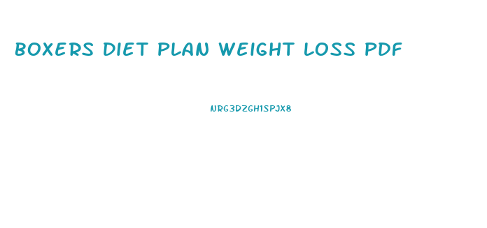 Boxers Diet Plan Weight Loss Pdf