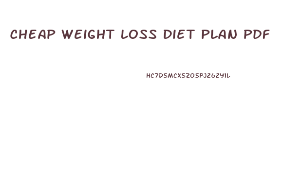 Cheap Weight Loss Diet Plan Pdf