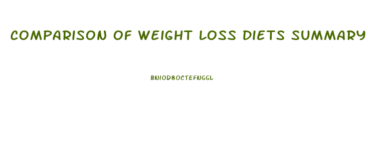 Comparison Of Weight Loss Diets Summary Wiki Journal