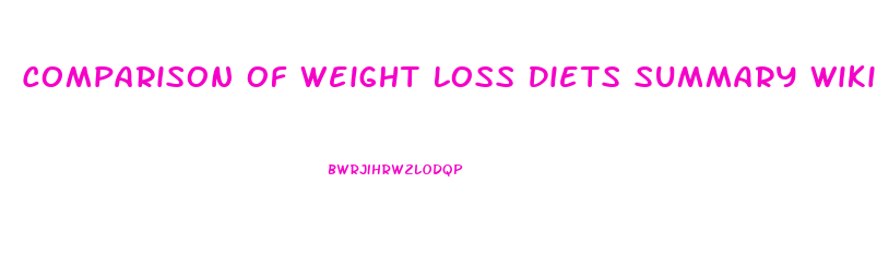 Comparison Of Weight Loss Diets Summary Wiki Journal