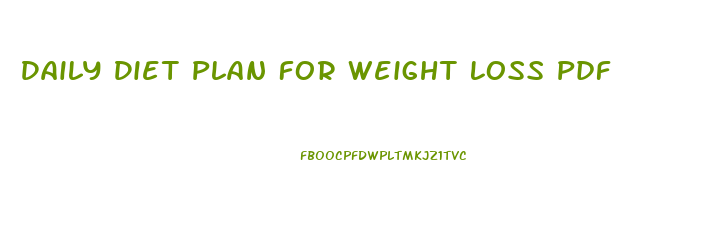 Daily Diet Plan For Weight Loss Pdf