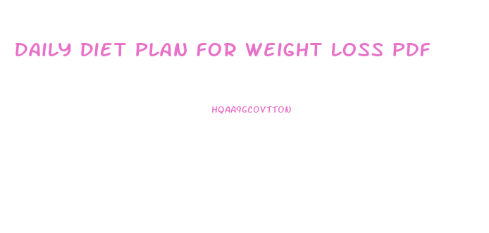 Daily Diet Plan For Weight Loss Pdf