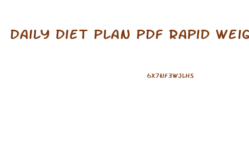 Daily Diet Plan Pdf Rapid Weight Loss Meal