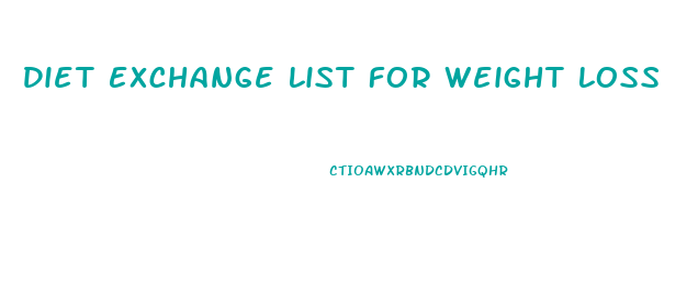Diet Exchange List For Weight Loss