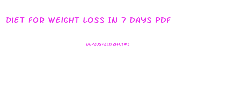 Diet For Weight Loss In 7 Days Pdf