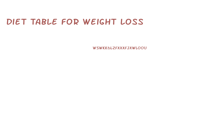 Diet Table For Weight Loss