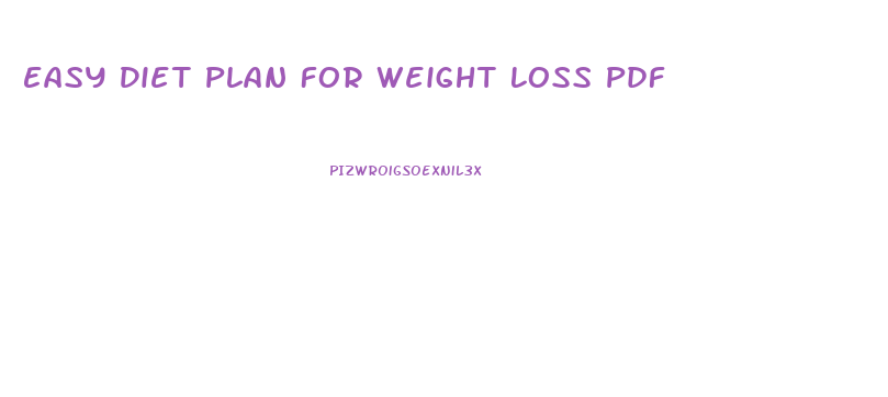 Easy Diet Plan For Weight Loss Pdf