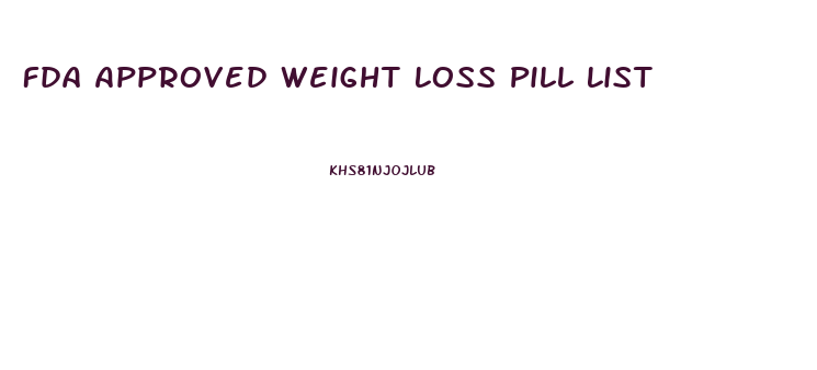 Fda Approved Weight Loss Pill List