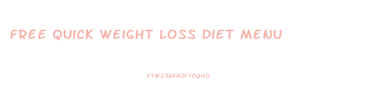 Free Quick Weight Loss Diet Menu