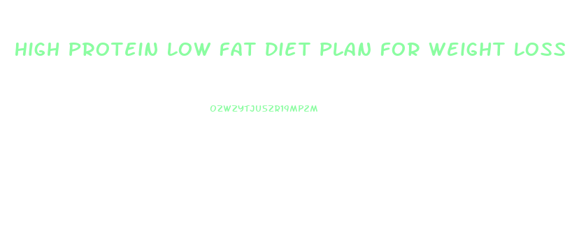 High Protein Low Fat Diet Plan For Weight Loss