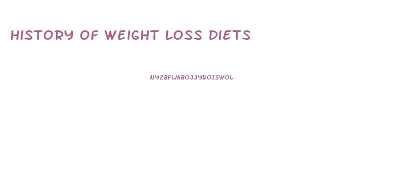 History Of Weight Loss Diets