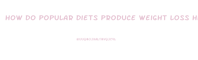 How Do Popular Diets Produce Weight Loss High Fiber Intake