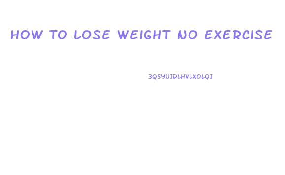 How To Lose Weight No Exercise