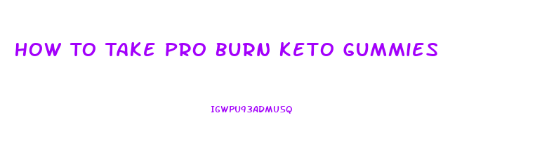 How To Take Pro Burn Keto Gummies